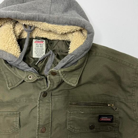 Dickies Sherpa Lined Hooded Canvas Work Jacket Green XL (46–48) - Picture 2 of 5